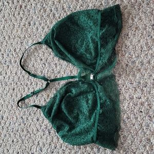 Dark green lace bralette